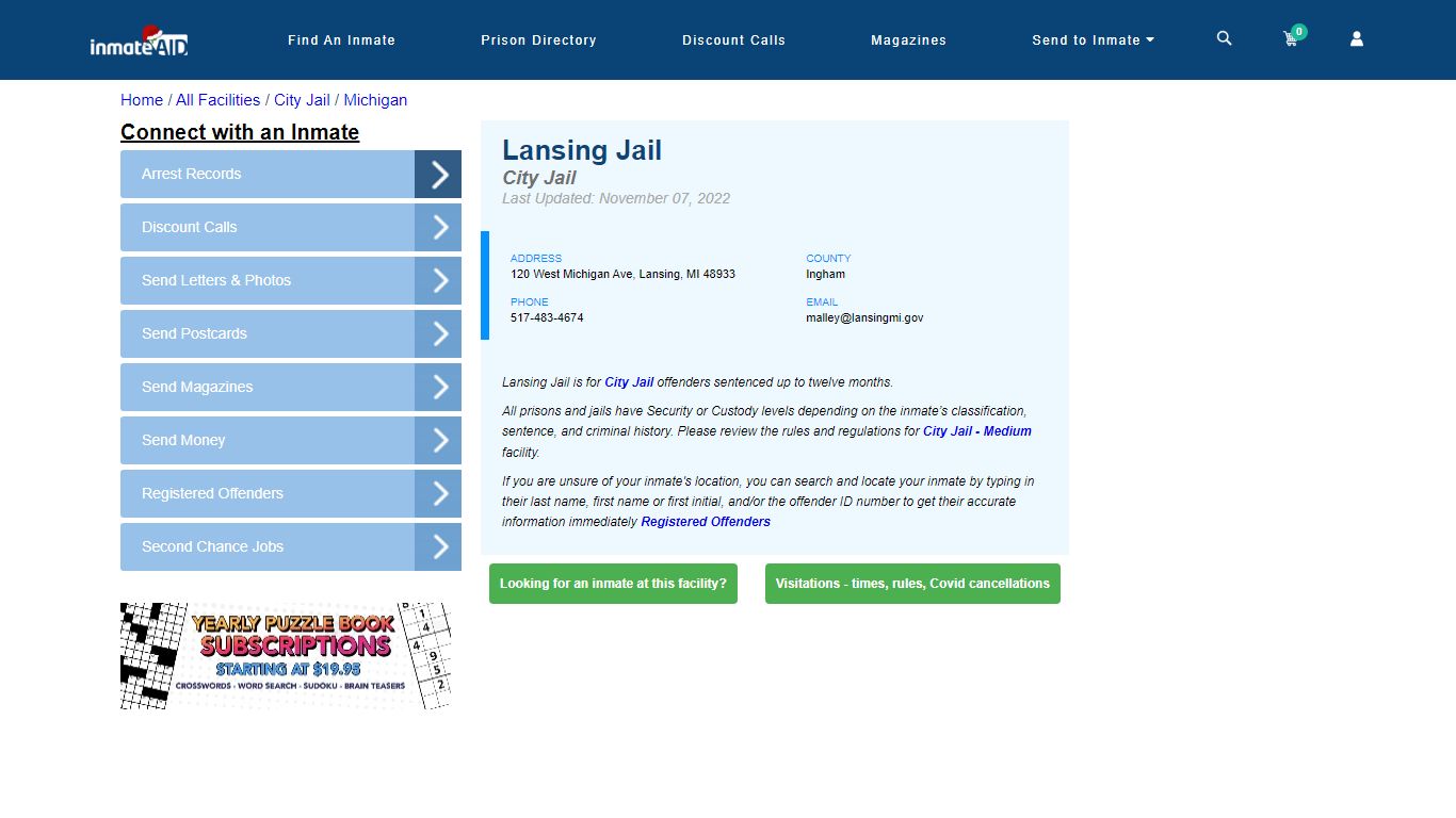 Lansing Jail | Inmate Locator